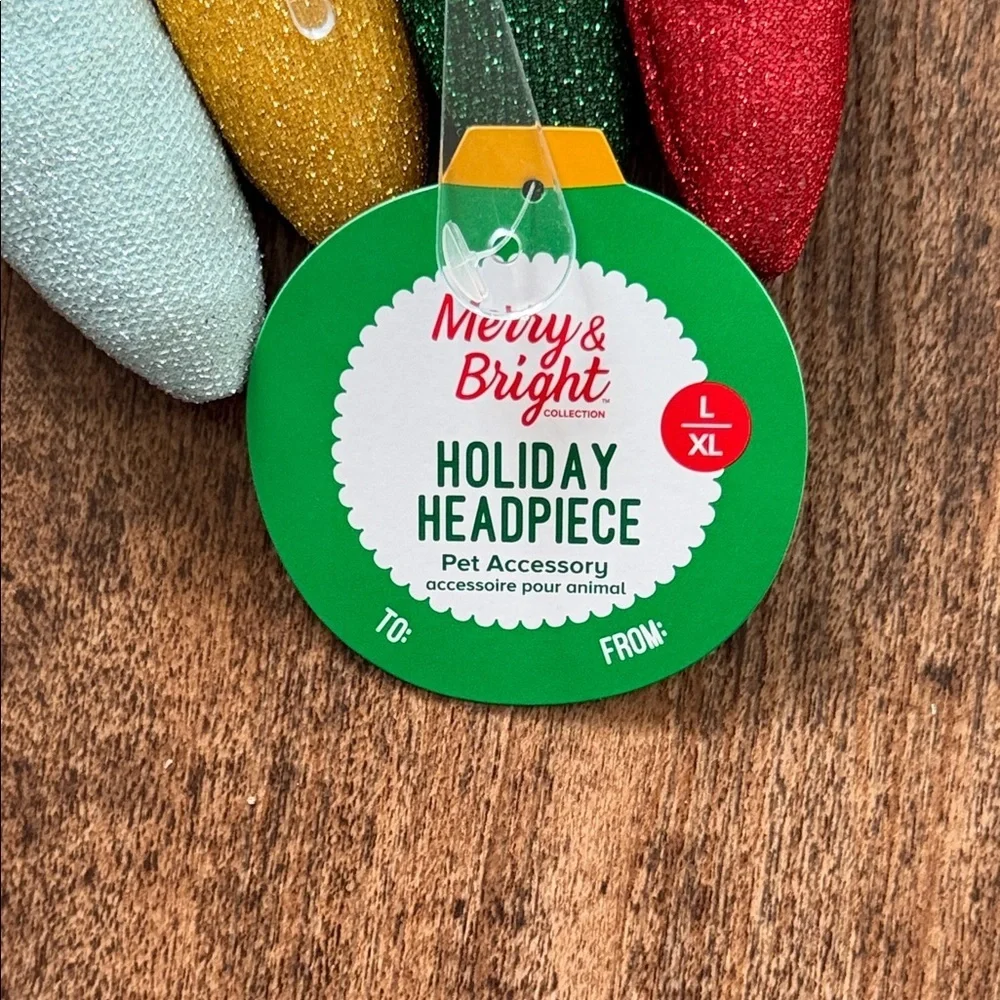 Festive Glitter Holiday Headband pet size l/xl